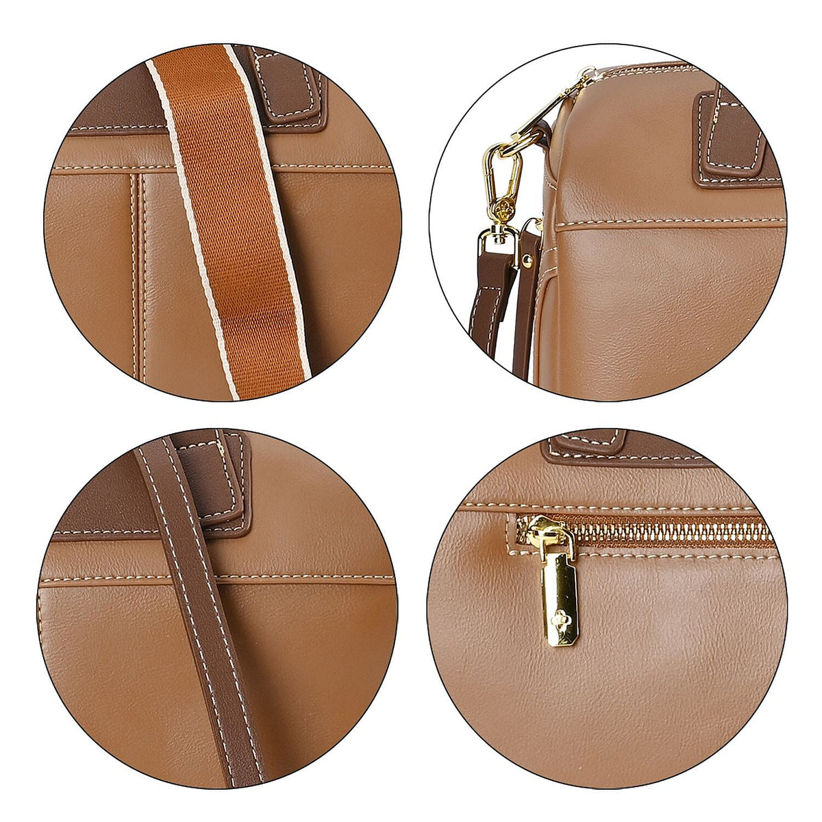 Manhattan CloseOut- 100% Genuine Leather  Bag with Shoulder Straps - Tan 7603769 9