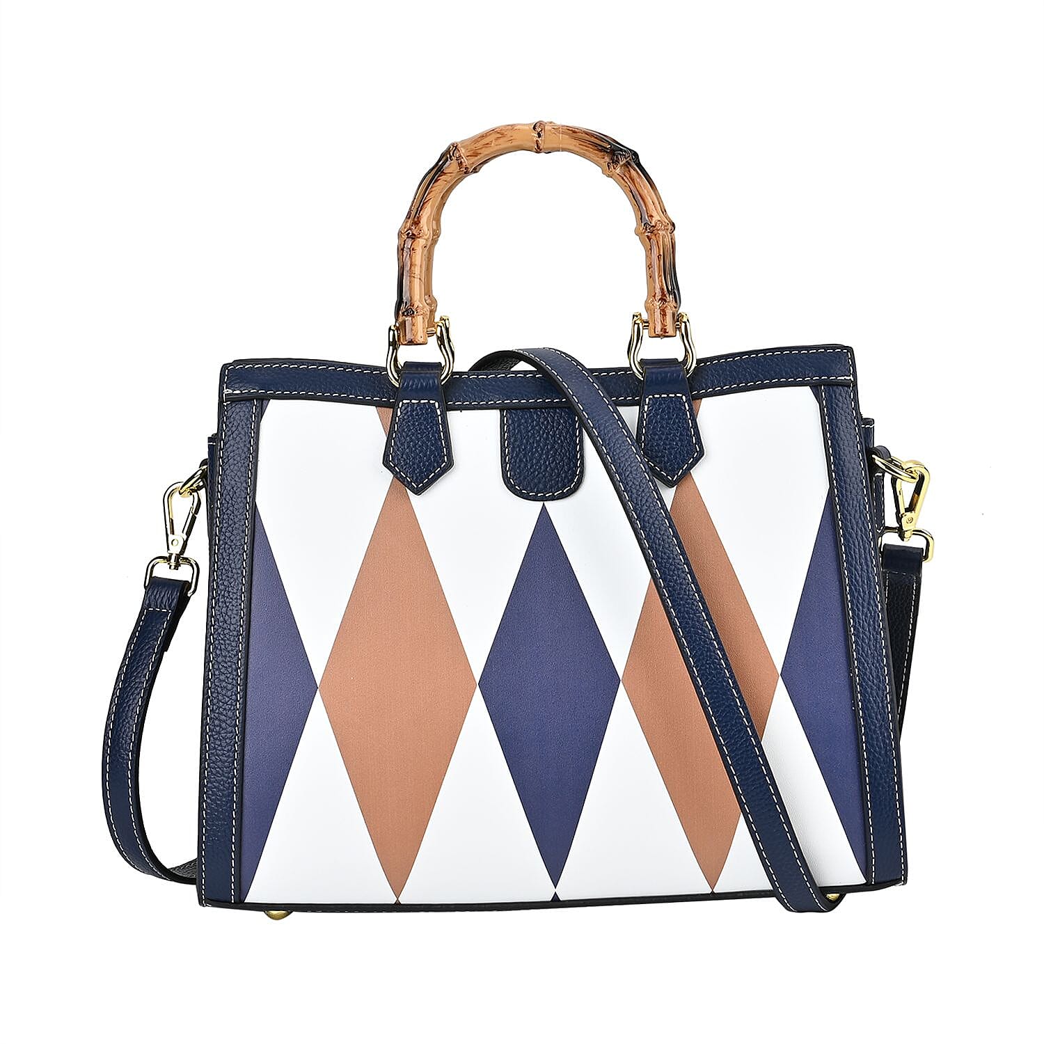 Genuine Leather Diamond Pattern Crossbody Bag with Handle Drop 7676928 9