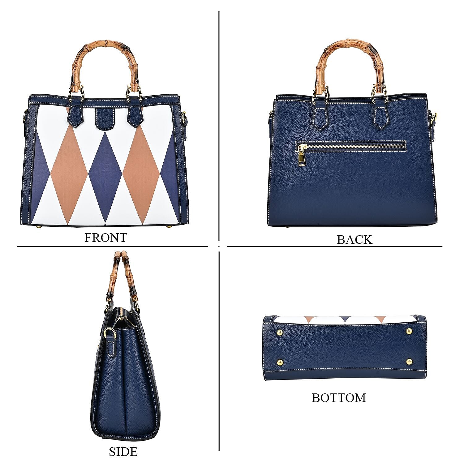 Genuine Leather Diamond Pattern Crossbody Bag with Handle Drop 7676928 17