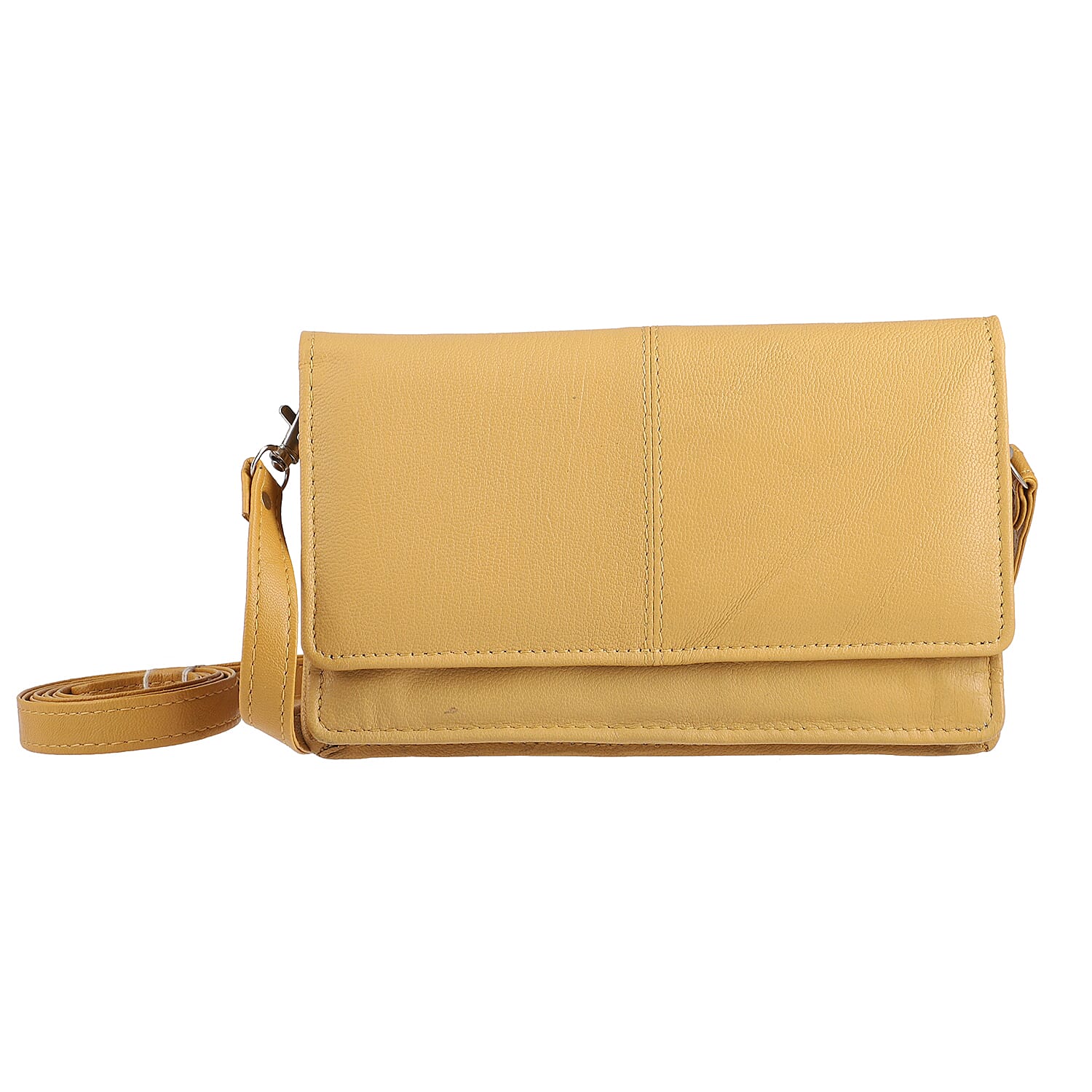 100% Genuine Leather Mobile Case Crossbody Wallet - Tan 8908042 0