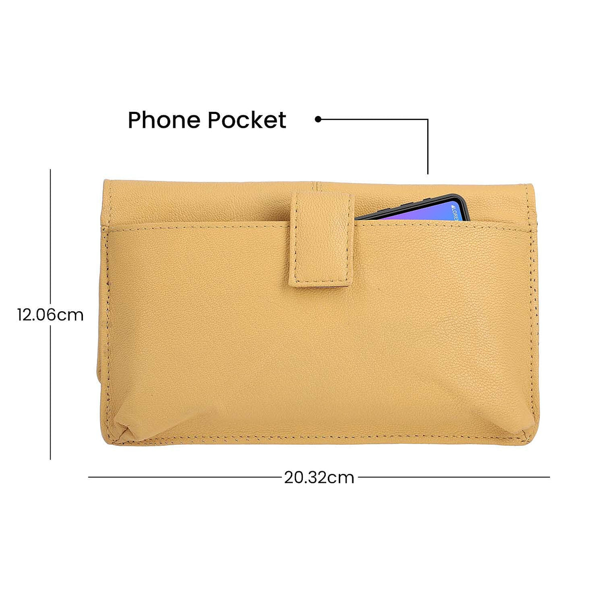 100% Genuine Leather Mobile Case Crossbody Wallet - Tan 8908042 6