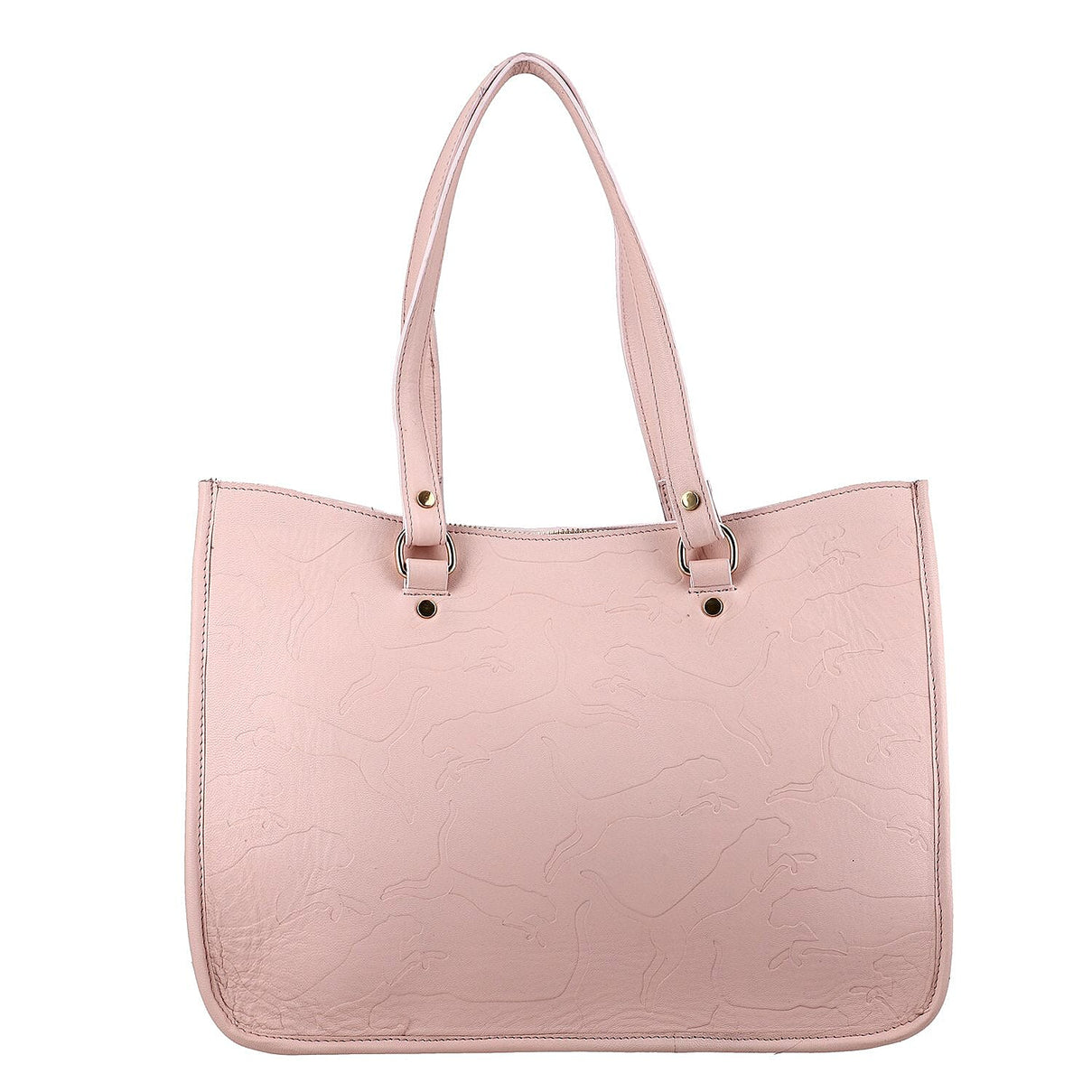 100% Genuine Leather Panther Skin Embossed Shoulder Bag - Light Pink 7171022 0