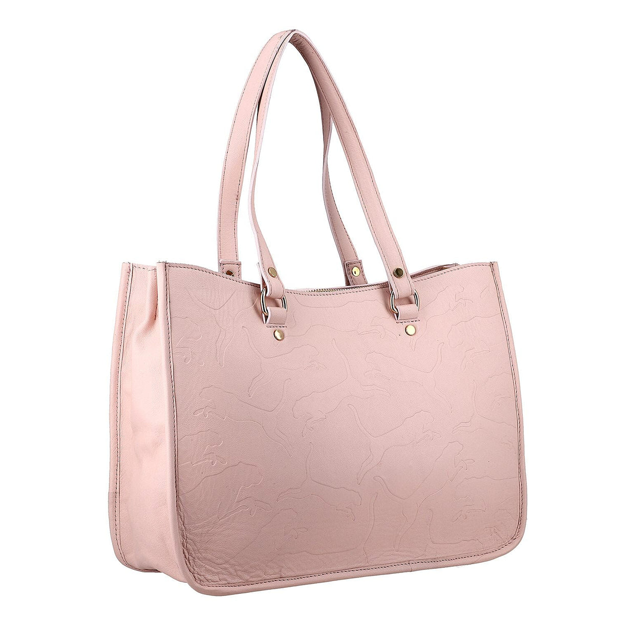 100% Genuine Leather Panther Skin Embossed Shoulder Bag - Light Pink 7171022 3