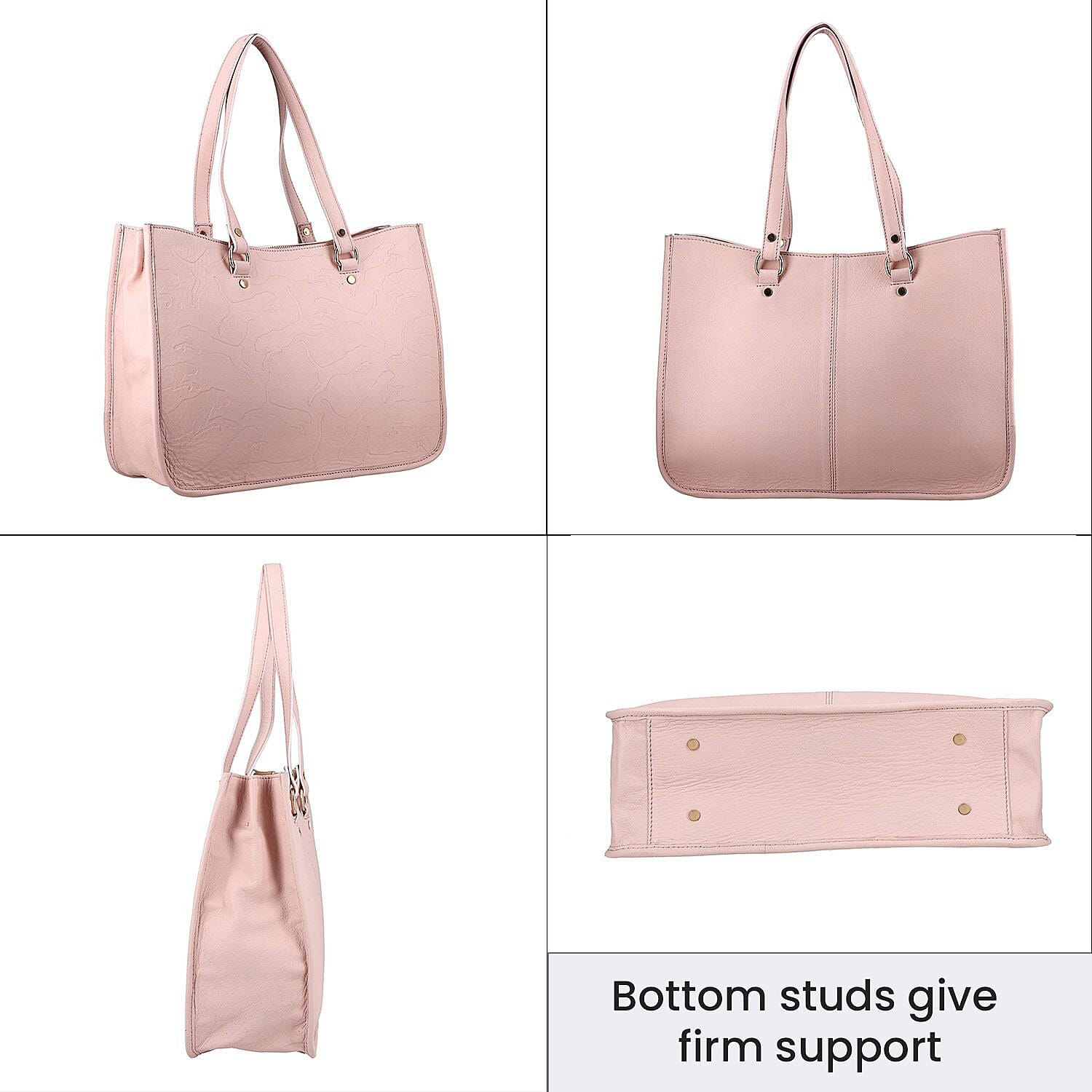 100% Genuine Leather Panther Skin Embossed Shoulder Bag - Light Pink 7171022 6