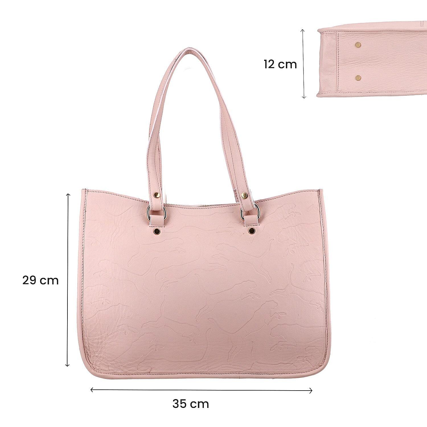 100% Genuine Leather Panther Skin Embossed Shoulder Bag - Light Pink 7171022 7