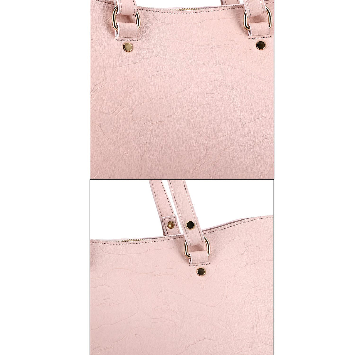 100% Genuine Leather Panther Skin Embossed Shoulder Bag - Light Pink 7171022 8
