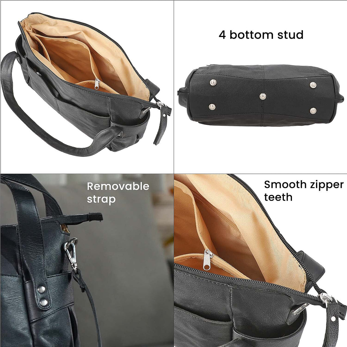 100% Genuine Leather RFID Bailey Bag - Black 7254132 6