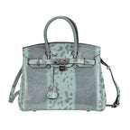 Designer Inspired - 100% Genuine Leather Snakeskin Pattern Crossbody Bag - Green