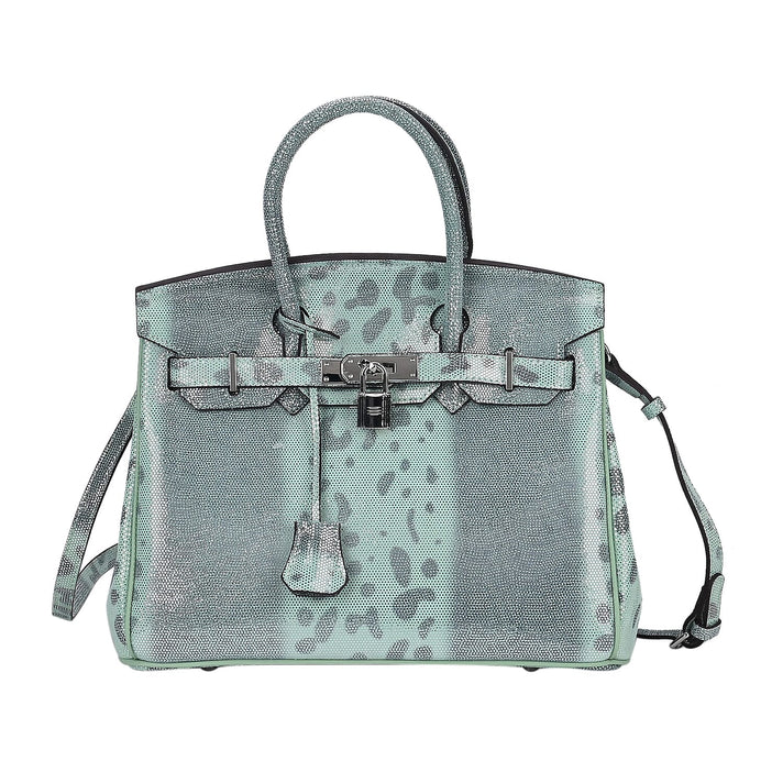 Designer Inspired - 100% Genuine Leather Snakeskin Pattern Crossbody Bag - Green 7673273 1
