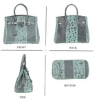 Designer Inspired - 100% Genuine Leather Snakeskin Pattern Crossbody Bag - Green