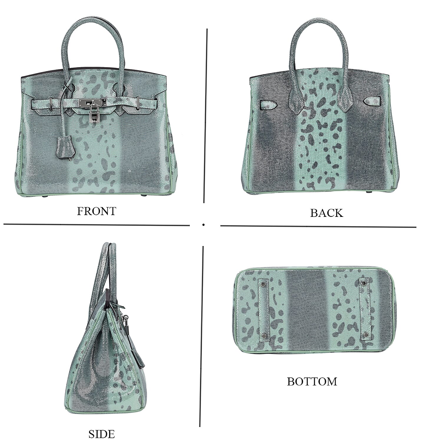 Designer Inspired - 100% Genuine Leather Snakeskin Pattern Crossbody Bag - Green 7673273 4