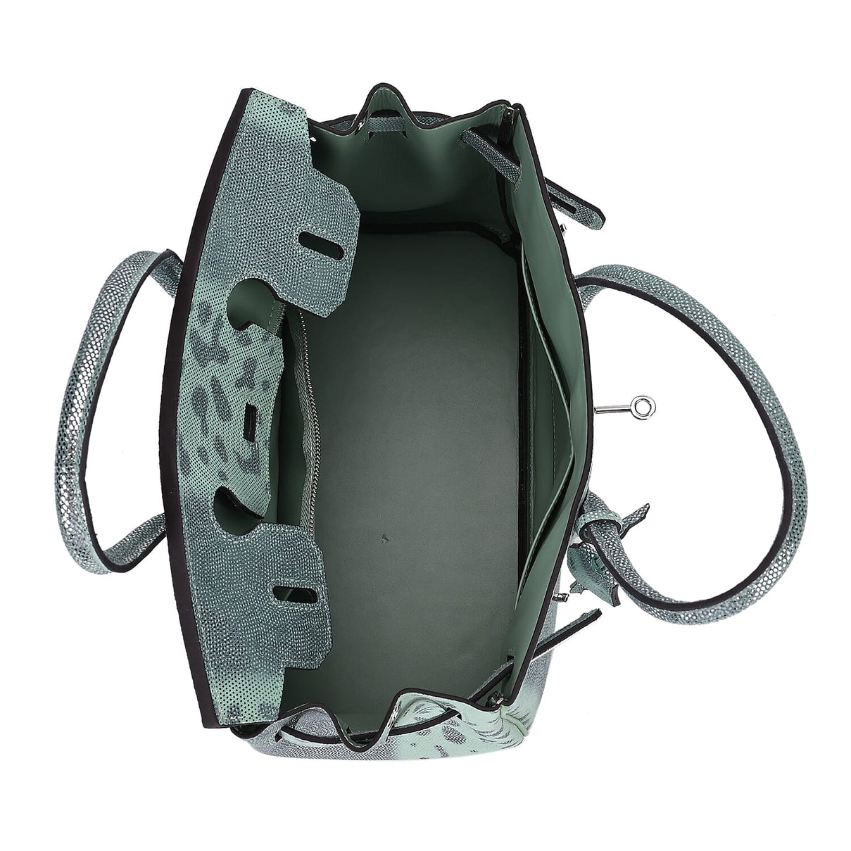 Designer Inspired - 100% Genuine Leather Snakeskin Pattern Crossbody Bag - Green 7673273 5