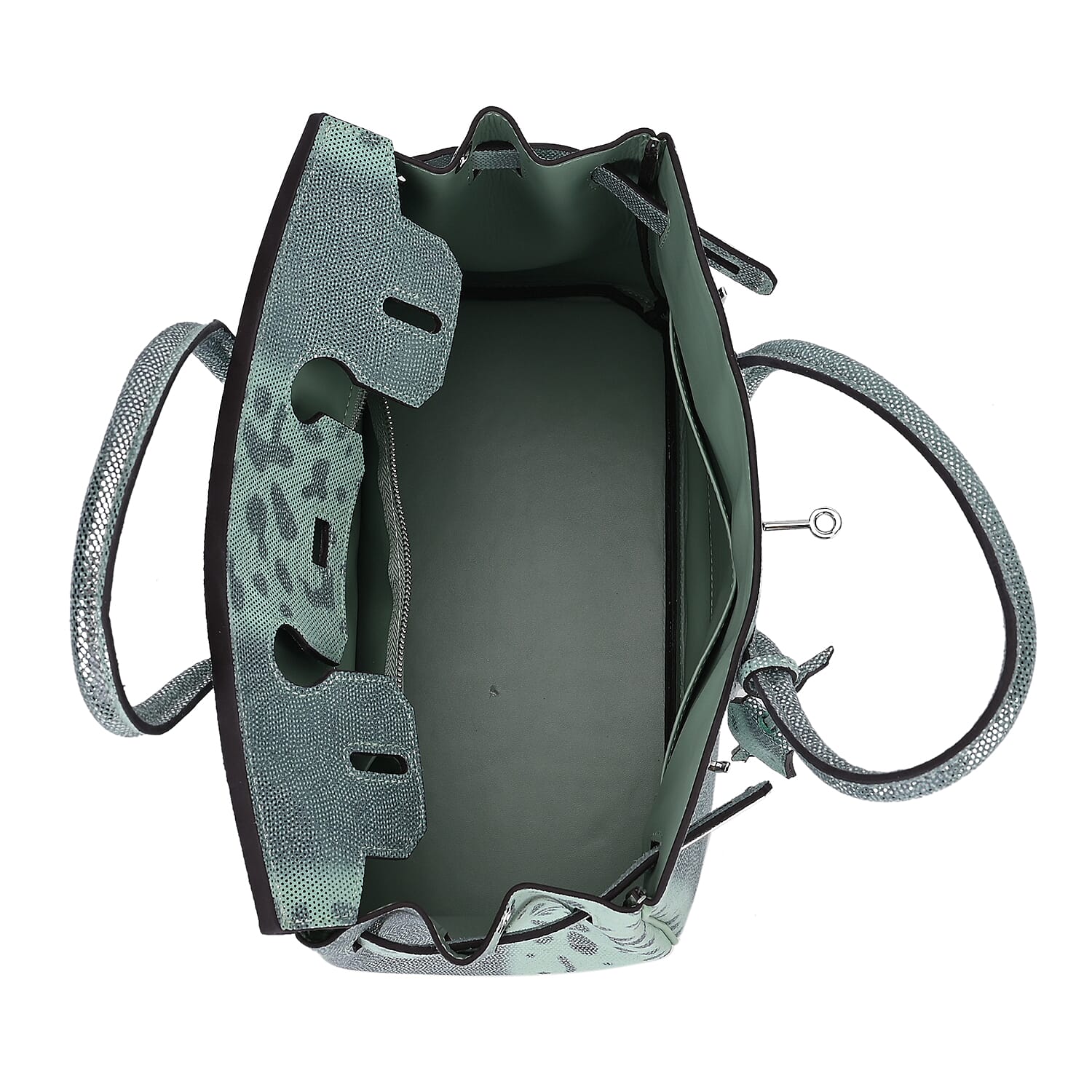 Designer Inspired - 100% Genuine Leather Snakeskin Pattern Crossbody Bag - Green 7673273 5
