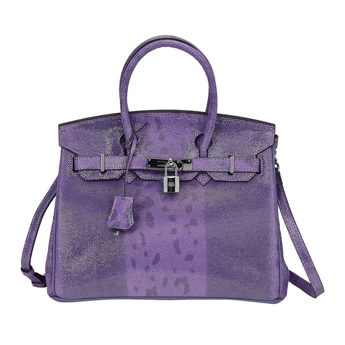 La Marey Genuine Leather Snakeskin Crossbody Bag - Purple 7890954 1