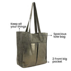 Italian CloseOut Deal- 100% Genuine Leather Tote Bag (Size 33x29x10 Cm) - Deep Green