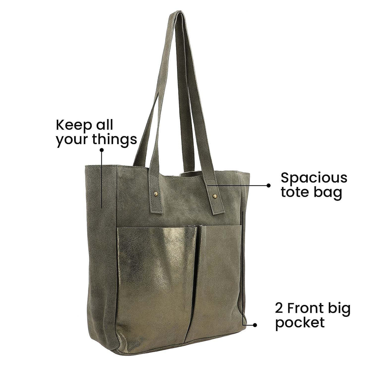 Italian Closeout Deal- 100% Genuine Leather Tote Bag - Deep Green 7165969 2
