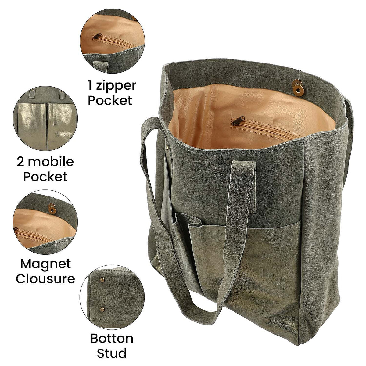 Italian Closeout Deal- 100% Genuine Leather Tote Bag - Deep Green 7165969 3