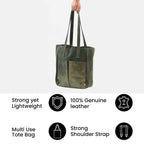 Italian CloseOut Deal- 100% Genuine Leather Tote Bag (Size 33x29x10 Cm) - Deep Green