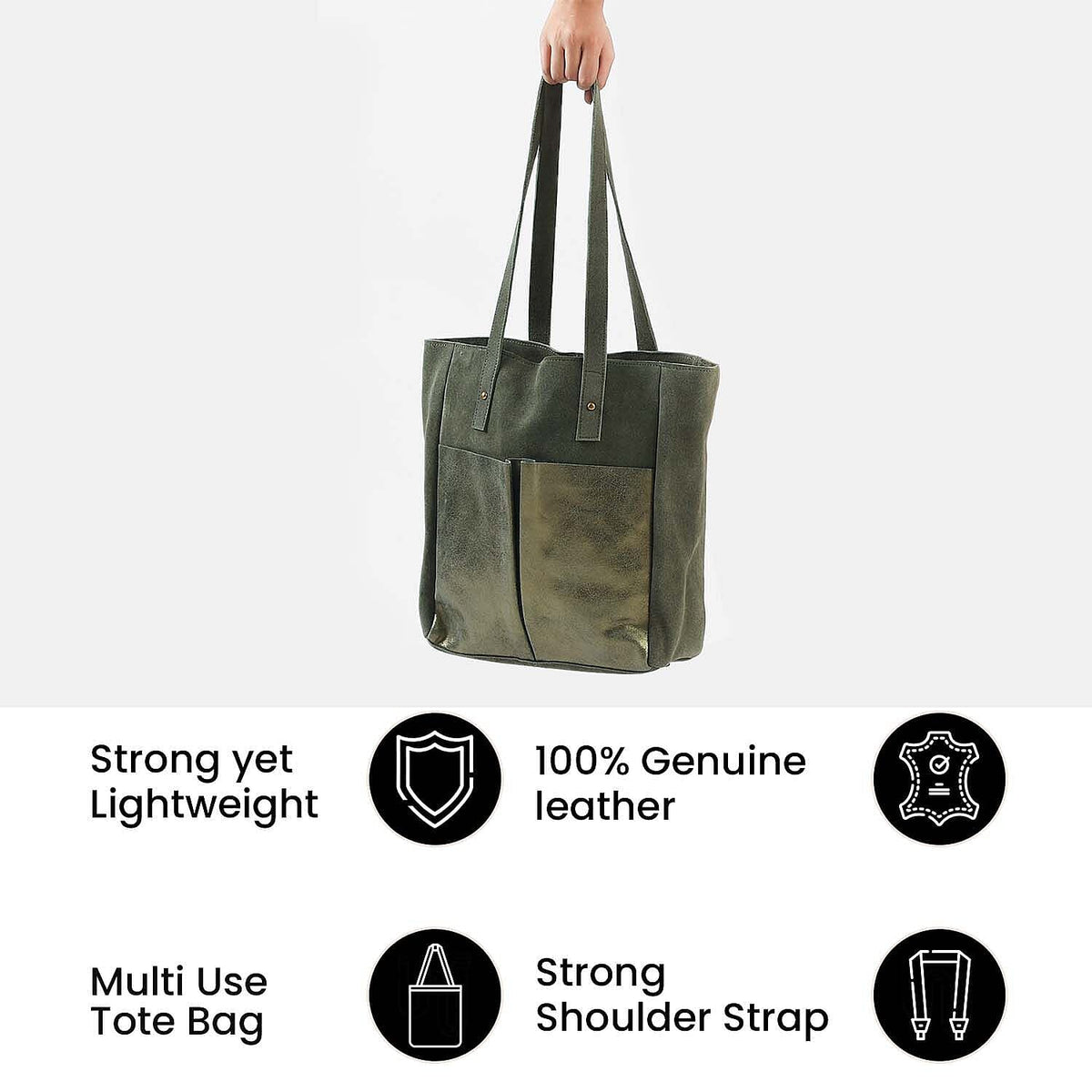Italian Closeout Deal- 100% Genuine Leather Tote Bag - Deep Green 7165969 4