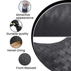 100% Genuine Leather Weaved Shoulder Hobo Bag (Size 31x19 cm) - Black