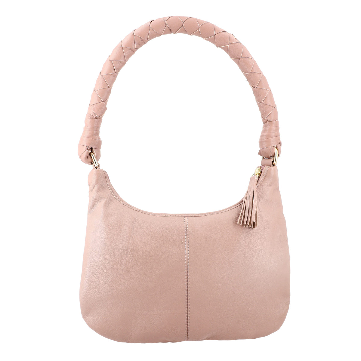 100% Genuine Leather Weaved Shoulder Hobo Bag - Light Brown V32699509 7