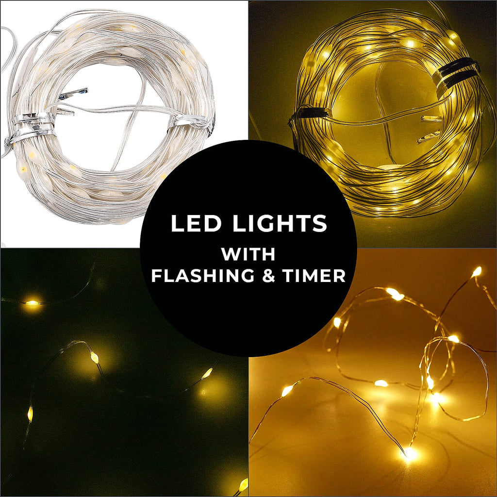 100 LED Lights with Flashing - Timer - Warm Light