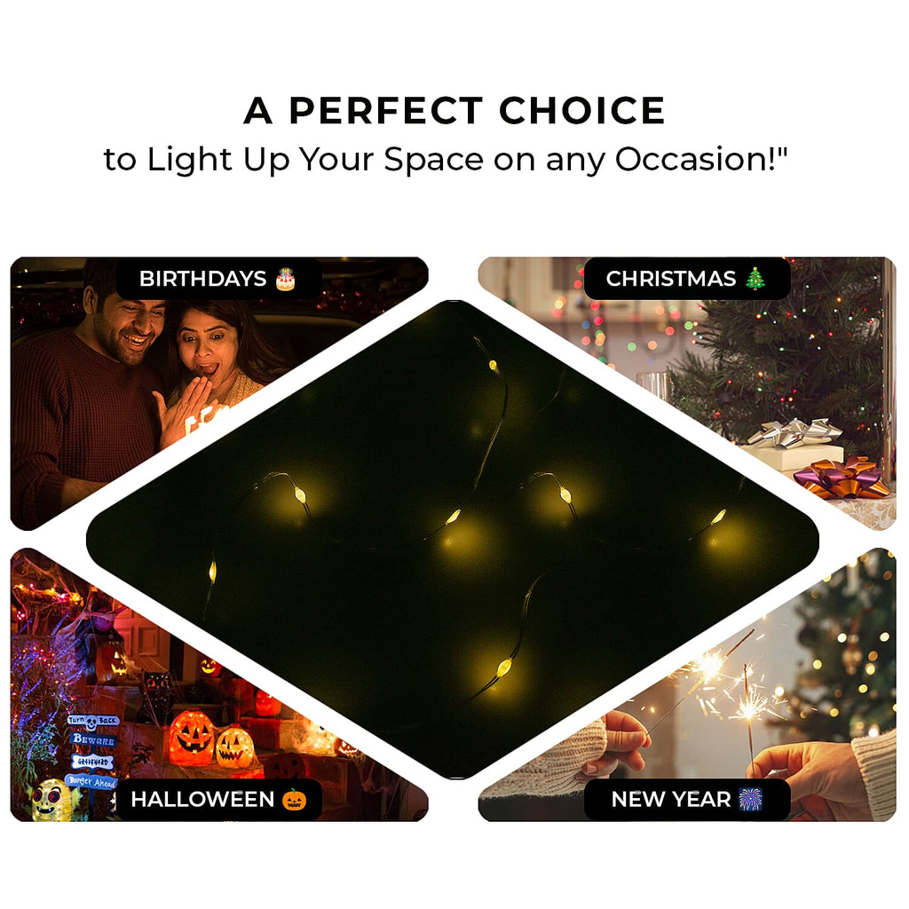 100 LED Lights with Flashing - Timer - Warm Light