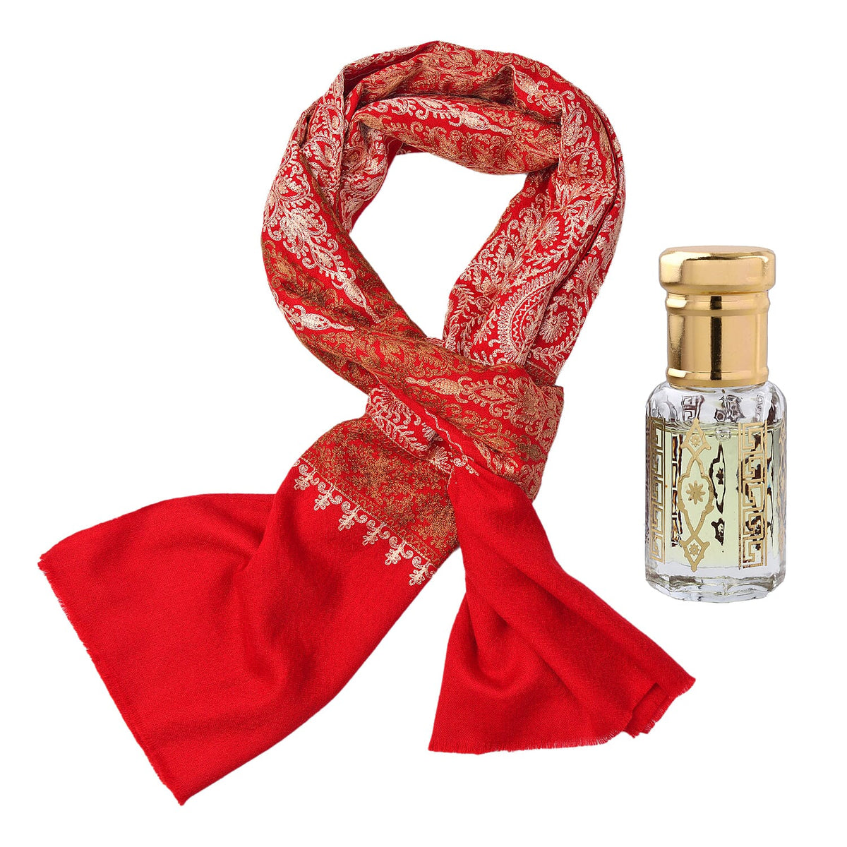 100% Merino Wool Silk Shawl with Hand Embroidered in Kashmir and Free 6ml Fragrance Oil 4007829 0