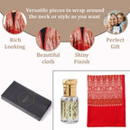 100% Merino Wool Silk Shawl with Hand Embroidered in Kashmir - Free 6ml Concentrated Rose Oil - Red