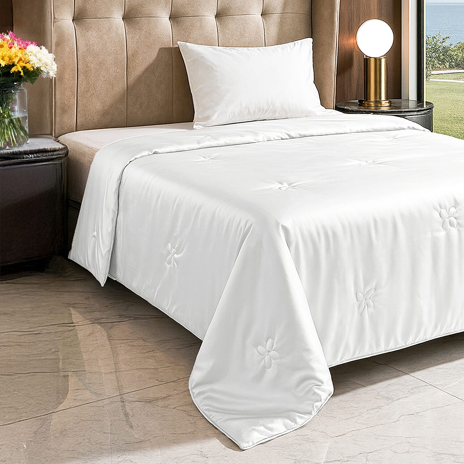 100% Mulberry Silk Quilt with Butterfly Quilting (Double) - Off White 8225769 4