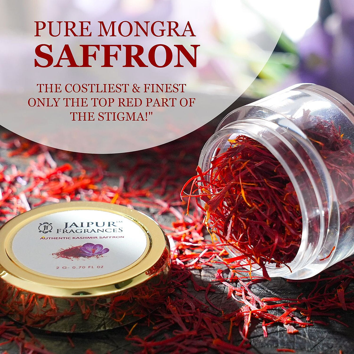 Certified 100% Pure &amp; Natural KASHMIRI Mongra Grade Saffron - 2 Gms. 7386555 4