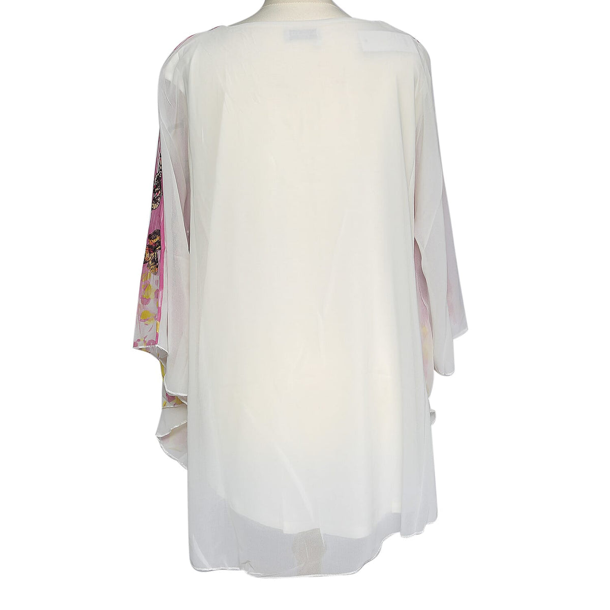 100% Viscose and Cotton Floral and Butterfly Watercolour Print Floaty Chiffon Top (Size-8-16) - Pink 6711062 1