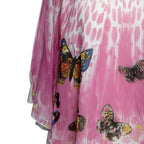 100% Viscose and Cotton Floral and Butterfly Watercolour Print Floaty Chiffon Top (Size-8-16) - Pink