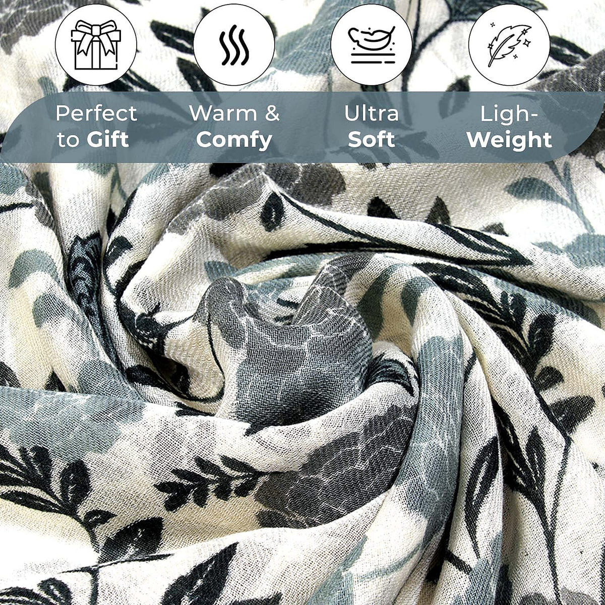 100% Wool Leaf Pattern Scarf (Size 180x70 cm) - Light Green 7253256 6
