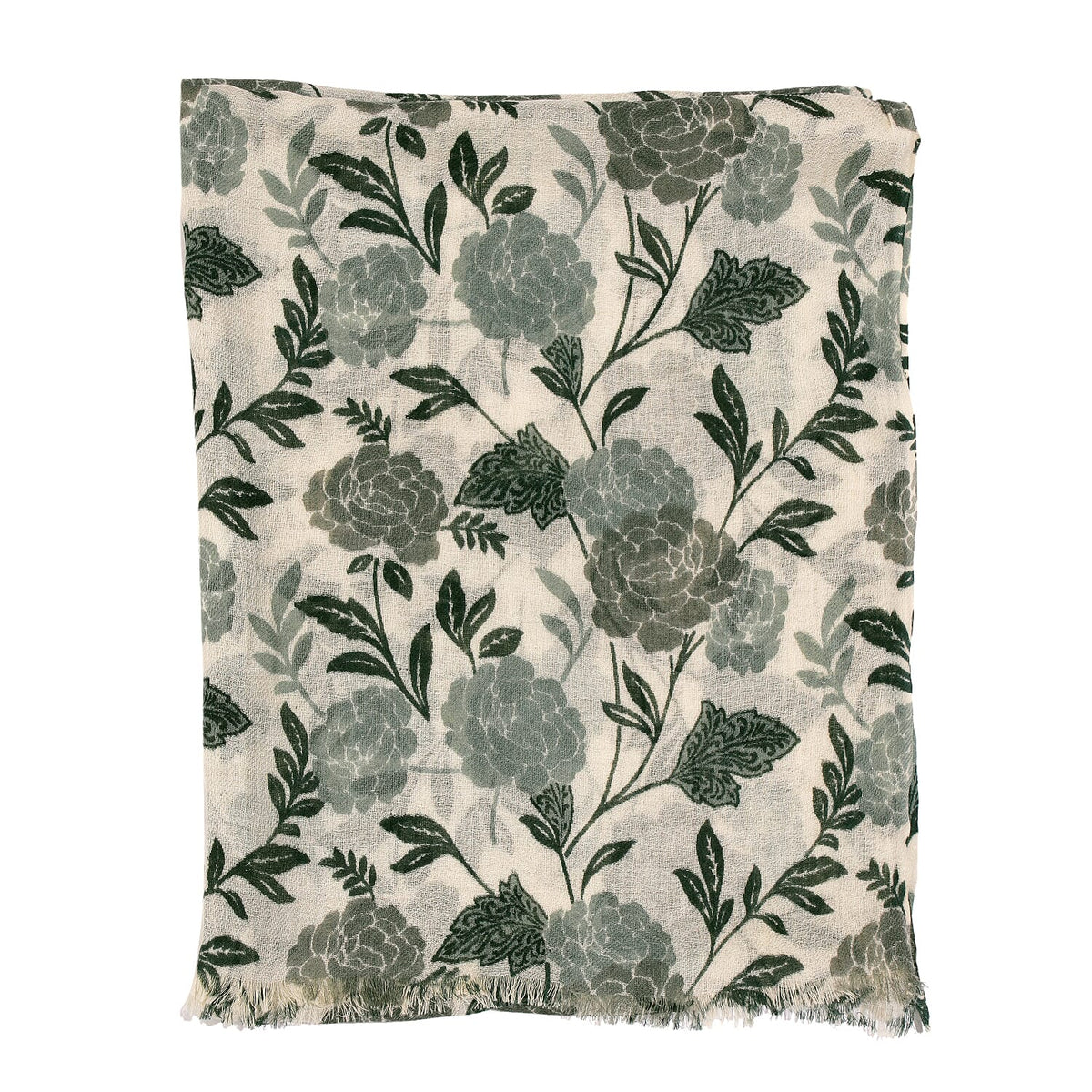 100% Wool Leaf Pattern Scarf (Size 180x70 cm) - Light Green 7253256 7