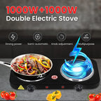 Kitchen Essentials 1000W Double Hot Plate - Black