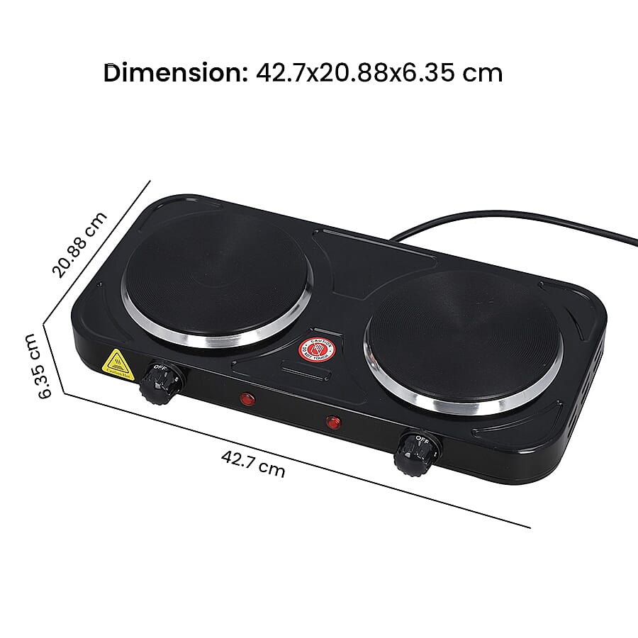 Kitchen Essentials 1000W Double Hot Plate - Black