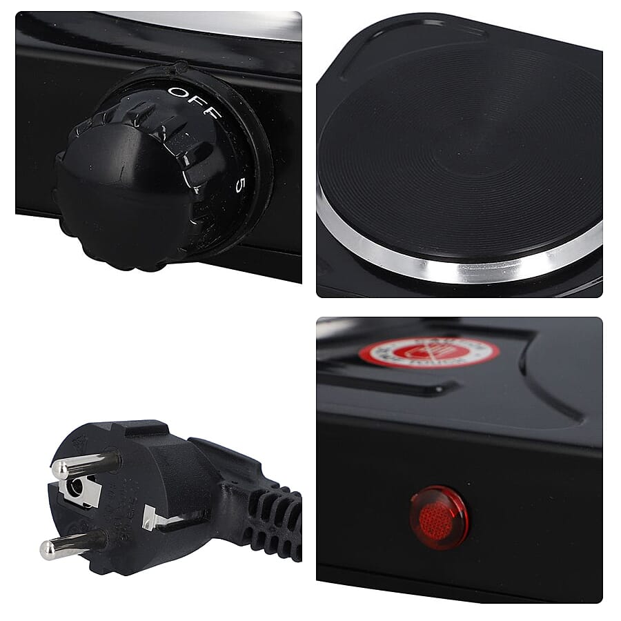 1000W Double Hot Plate for Cooking Includes 5 Level of Pressure and Powered by UK standard size plug Temperature Control - Black 6505882 8