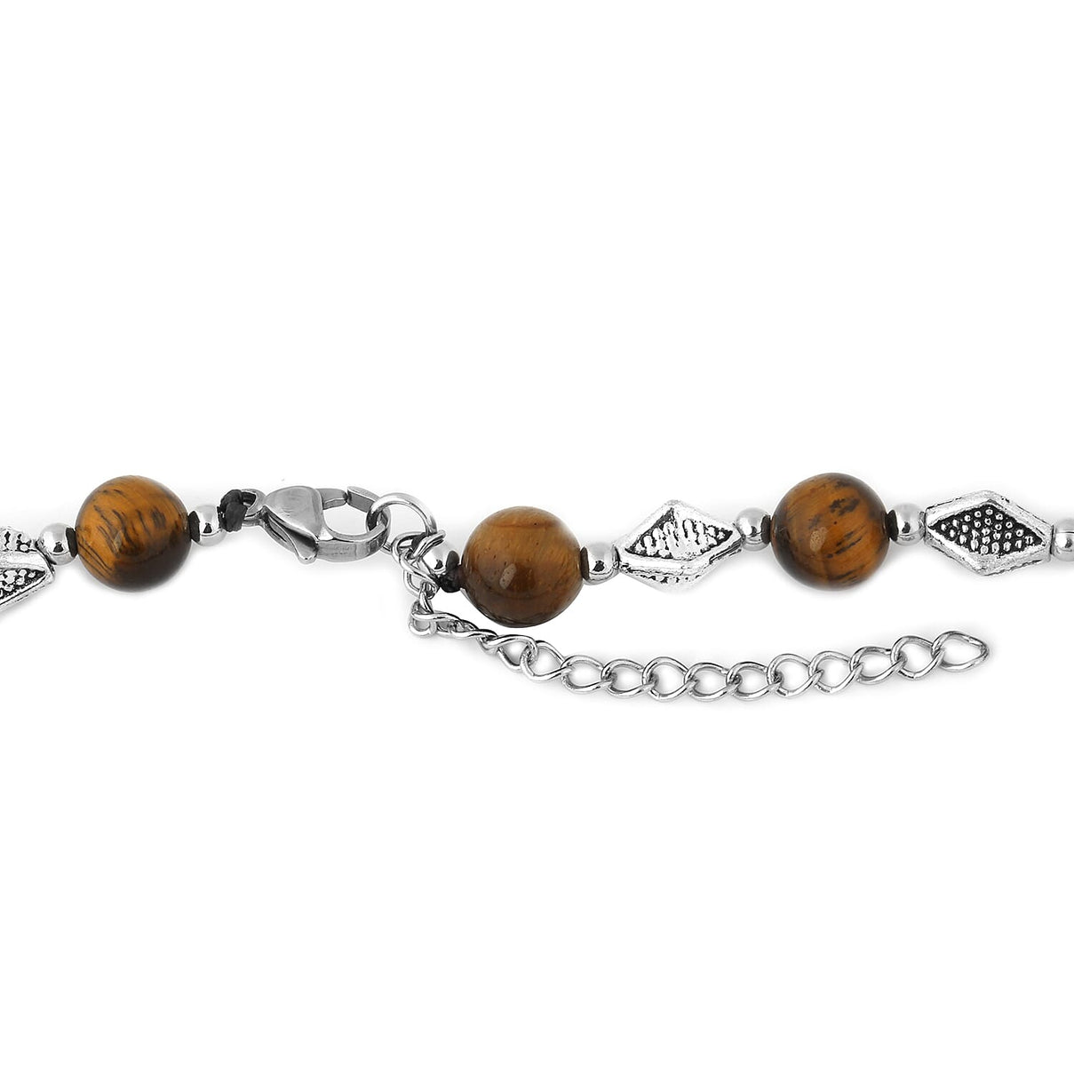 101.3 Ct. Yellow Tigers Eye Beaded Necklace in Silver Tone 20 Inches 6851824 3
