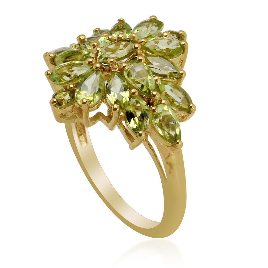 3.25 Ct Hebei Peridot Cluster Floral Ring in Gold Plated Sterling Silver 1088014 1