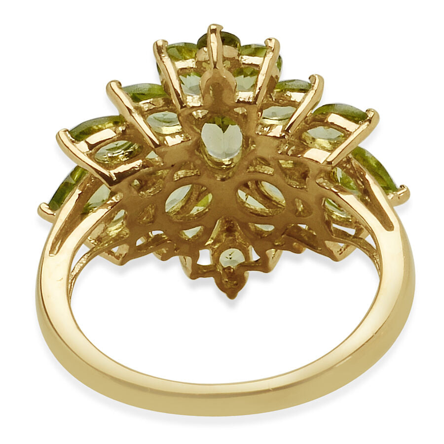 3.25 Ct Hebei Peridot Cluster Floral Ring in Gold Plated Sterling Silver 1088014 2