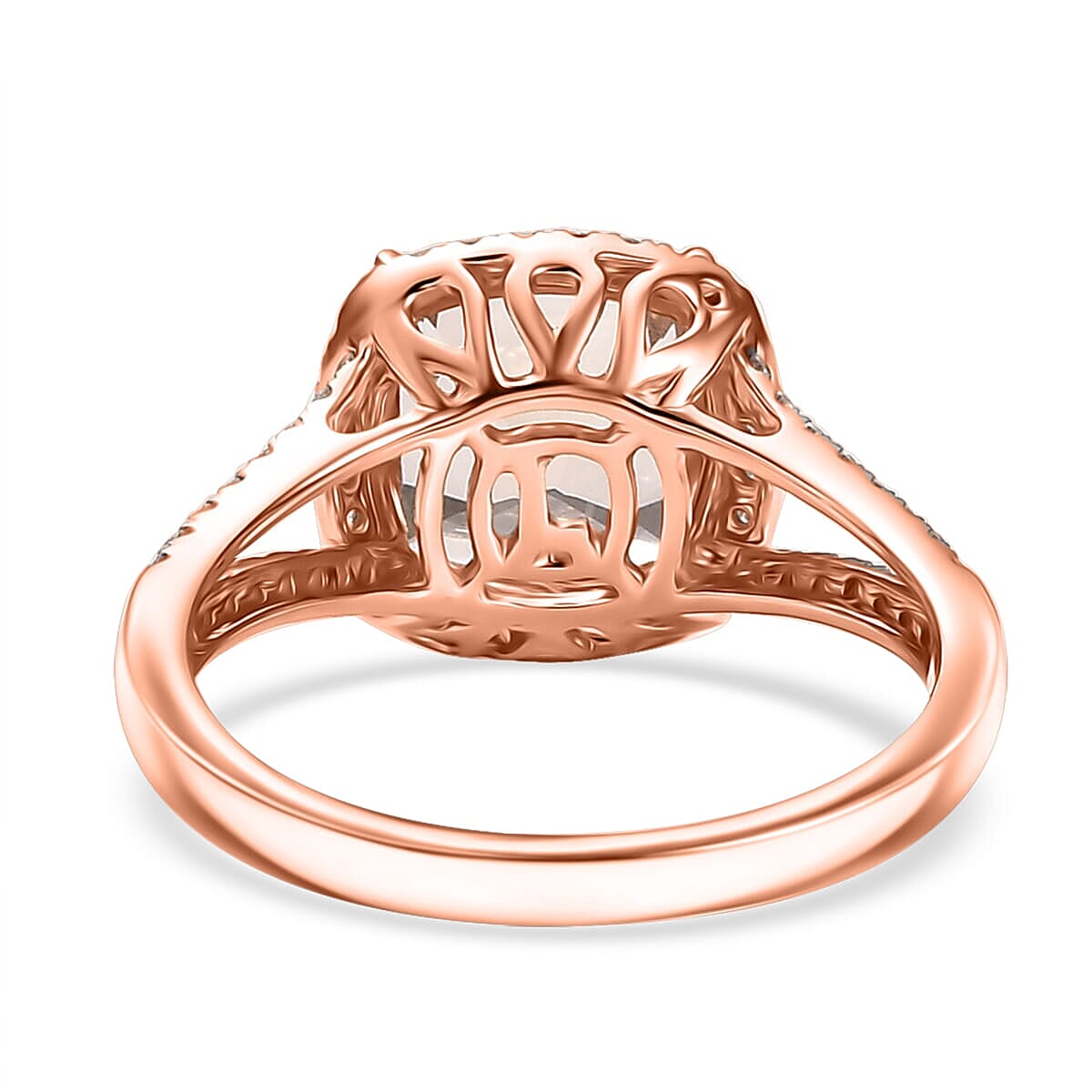 Certified &amp; Appraised LUXORO 10K Rose Gold AAA Morganite, White Diamond I2 Halo Ring, 3.94 Ct. 8084135 4