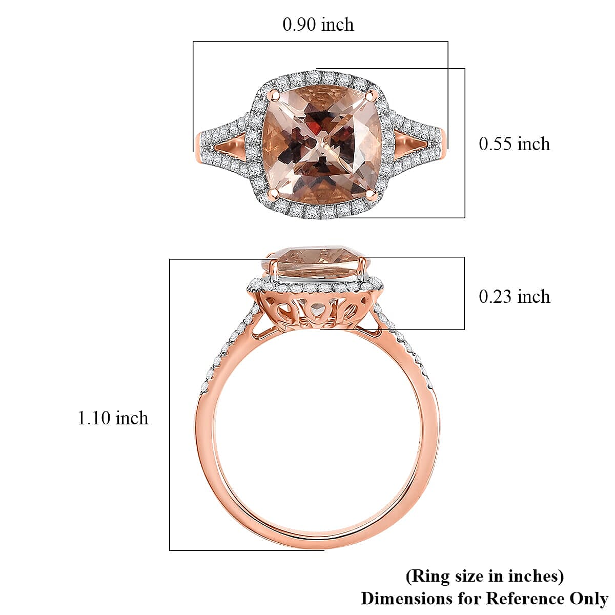 Certified &amp; Appraised LUXORO 10K Rose Gold AAA Morganite, White Diamond I2 Halo Ring, 3.94 Ct. 8084135 5