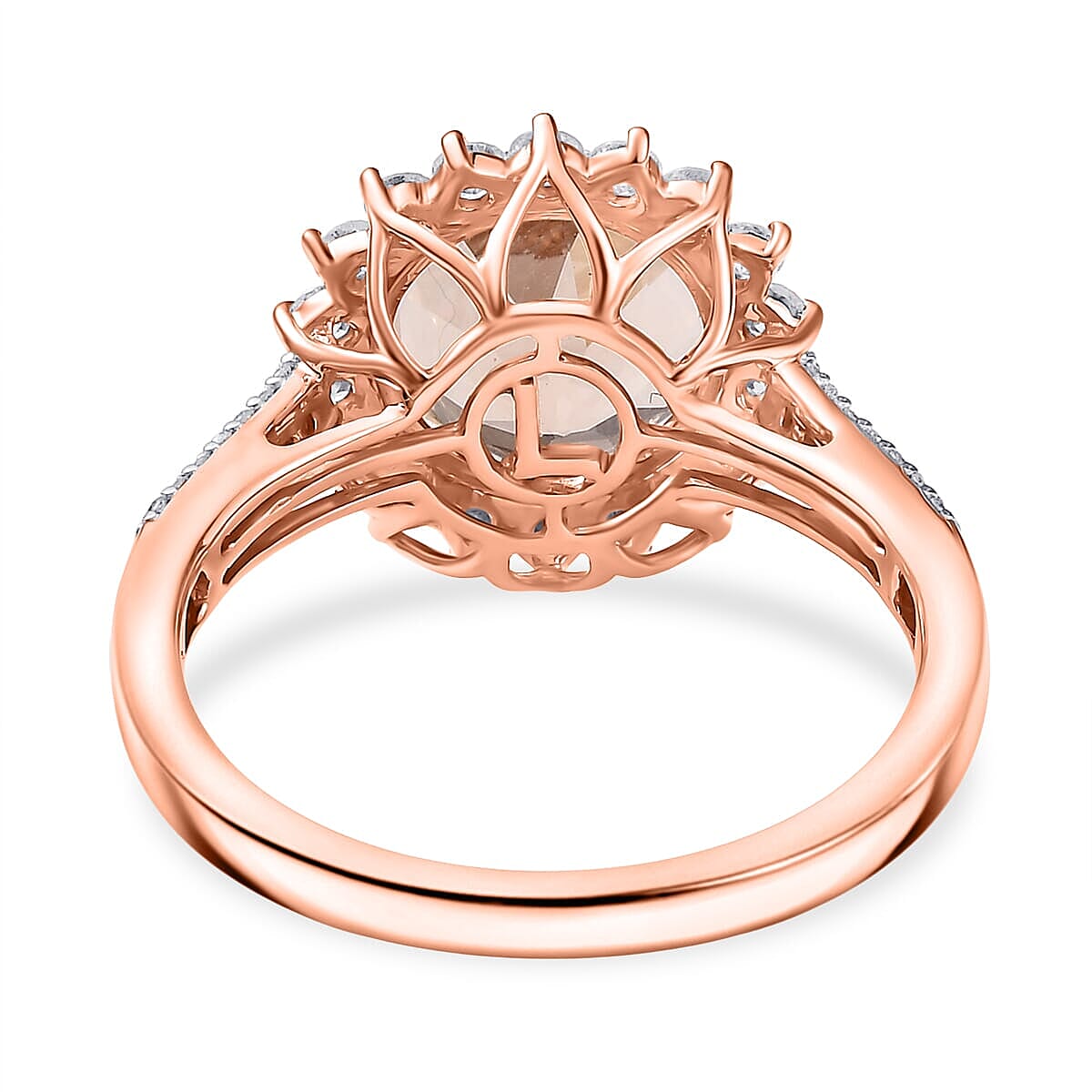 Certified &amp; Appraised LUXORO 10K Rose Gold AAA Morganite, White Diamond I2 Halo Ring, 4.08 Ct. 8084303 4