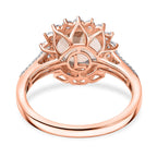 10K Rose Gold AAA Morganite, White Diamond I2 Main Stone With Side Stone Ring, Gold Wt.3.5 Gms  4.088  Ct.