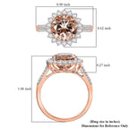 10K Rose Gold AAA Morganite, White Diamond I2 Main Stone With Side Stone Ring, Gold Wt.3.5 Gms  4.088  Ct.