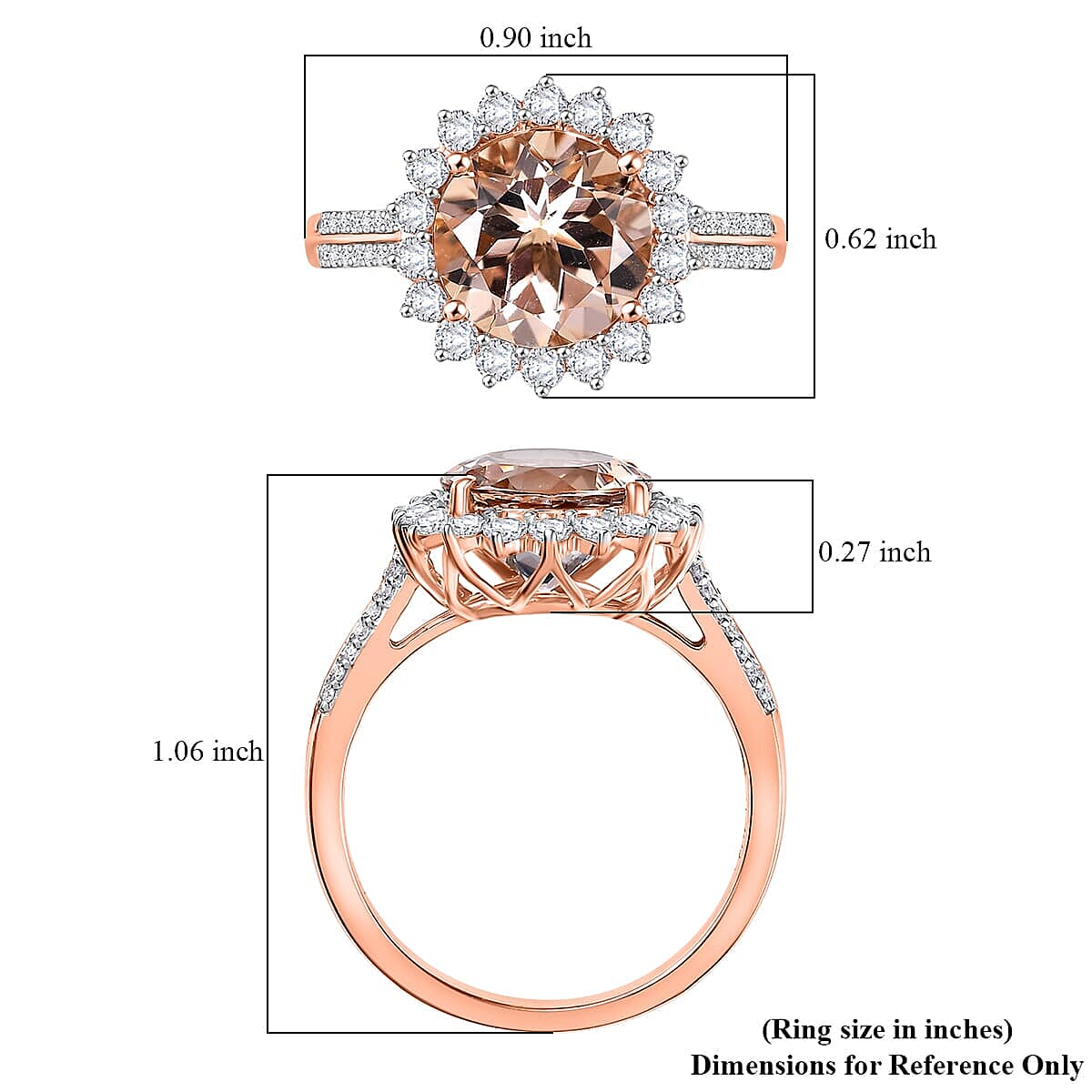 Certified &amp; Appraised LUXORO 10K Rose Gold AAA Morganite, White Diamond I2 Halo Ring, 4.08 Ct. 8084303 5