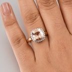 10K Rose Gold AAA Morganite, White Diamond I2 Solitaire Ring, Gold Wt.3.5 Gms  3.748  Ct.