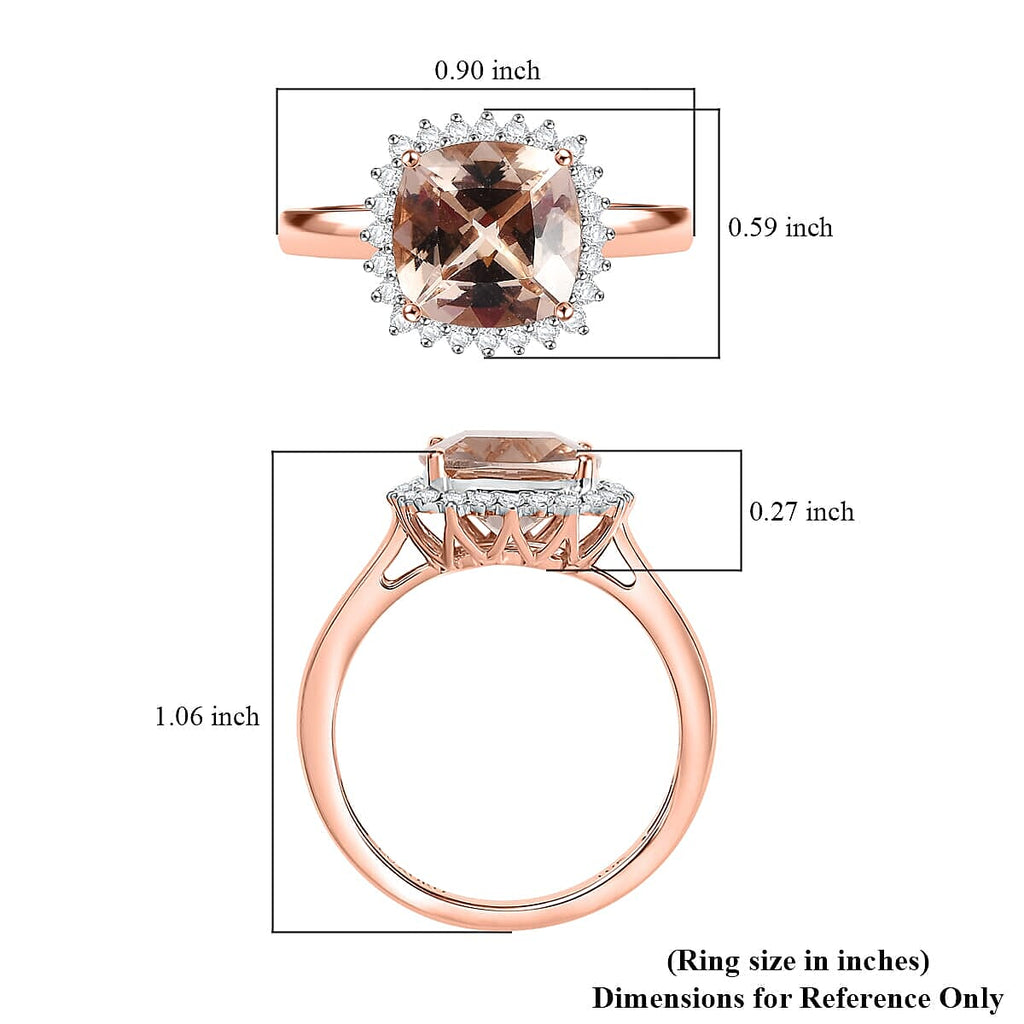 10K Rose Gold AAA Morganite, White Diamond I2 Solitaire Ring, Gold Wt.3.5 Gms  3.748  Ct.