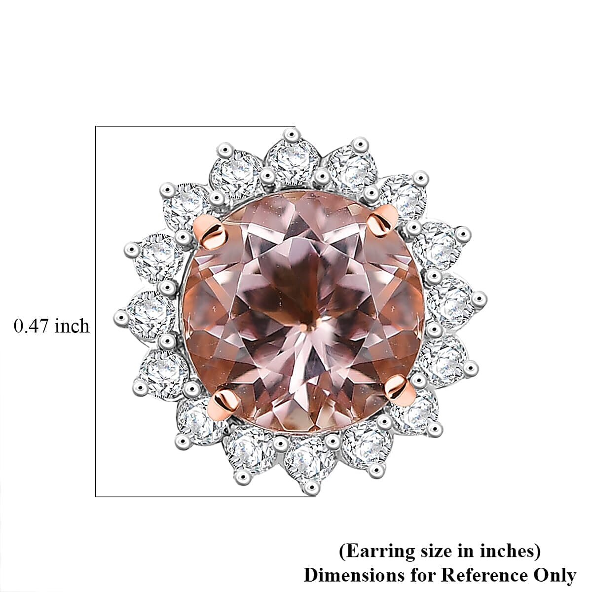 Certified &amp; Appraised LUXORO AAA Morganite, White Diamond Halo Push Post Earring in 10K Rose Gold, (I2) 3.22 Ct. 8084332 6